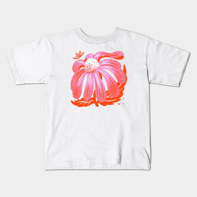 Orange pink Daisy Kids T-Shirt by JordanKay
